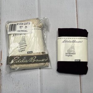 Eddie Bauer XL Tights New Cabernet Microfiber Oatmeal Cotton Control Top NWT